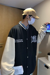 22秋 新款宽松休闲撞色情侣棒球夹克卫衣外套 B266-Y612-P65图片