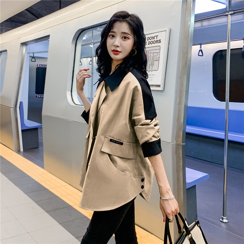 法Moaks高级感风衣外套女宽松2025春新款英伦风减龄上衣，女装风衣，鑫源服饰