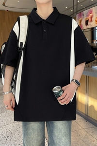 25070-特P60港风宽松翻领短袖POLO衫夏季时尚休闲T恤男打底衫图片