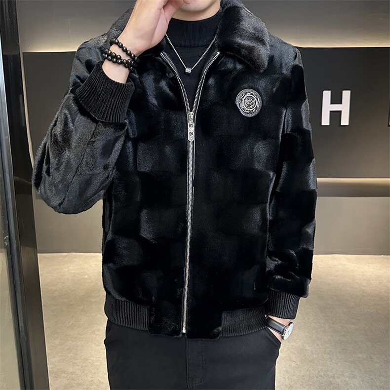 主推秋男士商务休闲纯色夹克金貂绒外套中年时尚上衣ZX8906-P225,男装夹克,星座1105-3