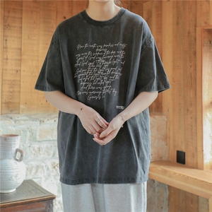814-1-T4805-P55 69 美式做旧水洗短袖T恤（280克棉）图片