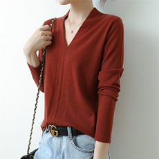2025年秋季通勤时尚百搭通勤简约休闲V领套衫，女装羊毛衫，朝思羊绒