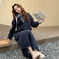 26新款现货大货已到店假两件卫衣?半裙套装6857-P170-K258，女装套装/套裙，2D034