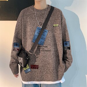 ！2023秋冬高品质男士圆领毛衣大码潮牌针织衫M215P50控68图片