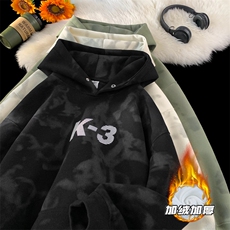 B208-WY3801-秋冬新款印花加绒P70控98秋冬重磅500克卫衣，男装卫衣，电商B208