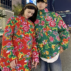 902情侣组合装棉衣外套保暖防寒男女东北大花袄风汉服团队服，男装棉衣，星座115A(原星座507）