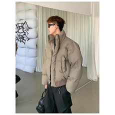 现货5W件冬季三防重磅硬挺boxy短款羽绒立领PU皮棉衣外套加厚棉服，男装棉衣，电商A443