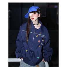 牛仔外套男女款时尚潮牌美式休闲宽松情侣衣服刺绣设计感新款夹克，男装工装外套，星座506A