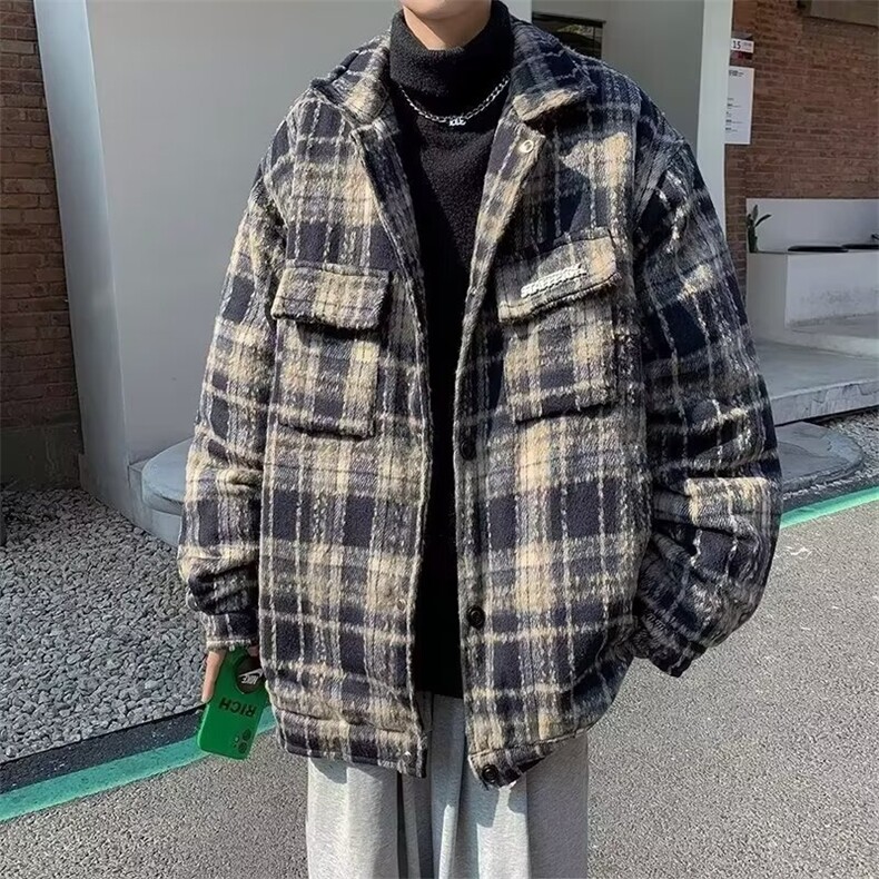 1506/QW10160/P44美式长袖痞帅新款潮牌格子设计高级感毛呢外套,女装短外套,星座1506