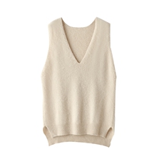 中长款羊毛针织马甲背心女秋冬2024新款100羊毛坎肩毛衣叠穿，女装马甲，美雪羊绒