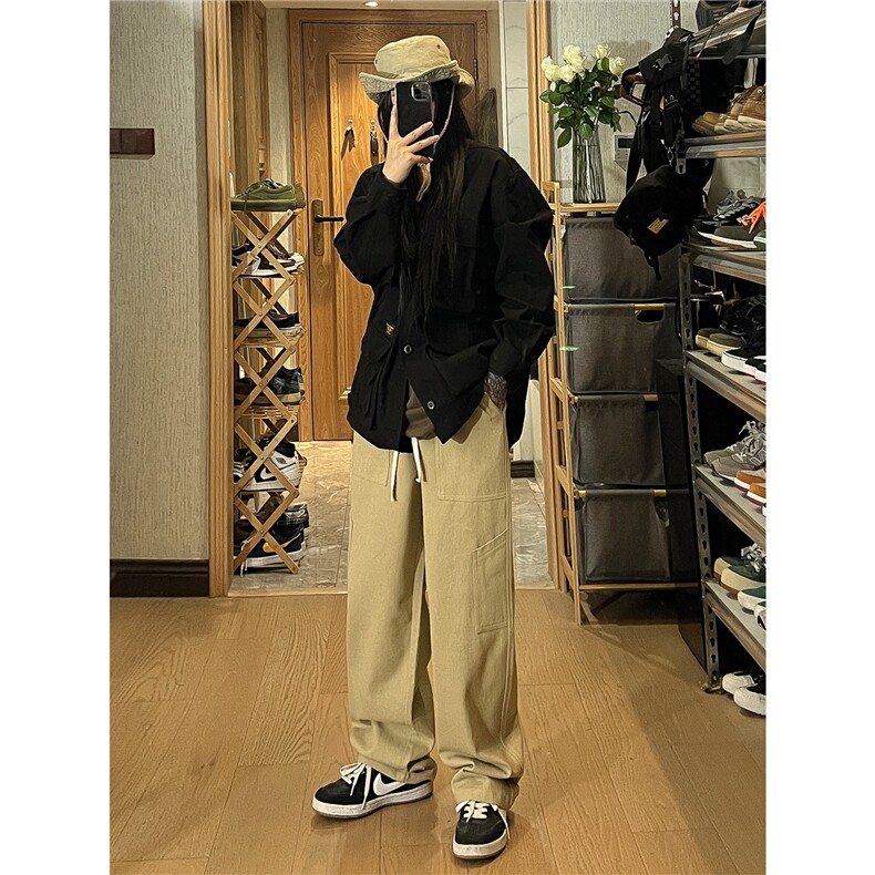 秋季日系贴布工装休闲裤女模XZ604-KG39-P55控68,男装工装外套,星座604