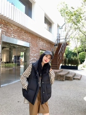 羽绒马甲女2022秋冬新款加厚保暖连帽马夹外穿坎肩，女装马甲，川哲