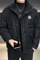 贴标花纹立领皮羽绒服男休闲保暖上衣外套A329-YR9873-P185，男装羽绒服，电商A329