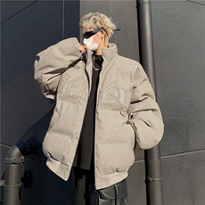 做旧棉服男2025冬潮牌设计感时尚压褶潮流情侣棉衣外套MF296-P108，男装棉衣，星座412-2