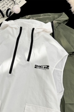 毛毯24夏款连帽坎肩袖大口袋背心TPT614601P40控68，男装背心/马甲，电商A268A