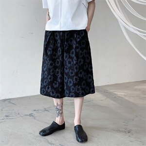 夏中国风亚麻七分裤男加肥大码民族裙裤夏季休闲阔腿裤子D605P65图片