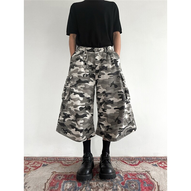 903-AK056-特P55【S-3XL】白迷彩七分短裤4,男装牛仔裤,星座903