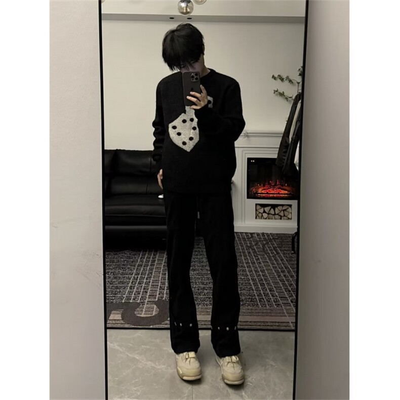 套头毛衣男秋冬季慵懒风通勤休闲宽松针织衫外套M8816-P45,男装针织衫/毛衣,星座1109-3