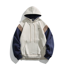 2026冬季新款男日系潮牌拼色宽松加绒加厚连帽卫衣WY560-F93，男装卫衣，电商A101（原外27）