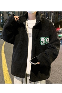 新款 港风冬季羊羔毛宽松外套学生百搭潮牌夹克棒球服 JK30/P100图片