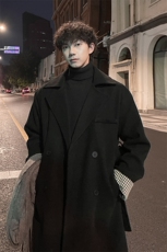 秋冬毛呢大衣男潮高街帅气风衣宽松中长外套MN00731/P100加棉P110，男装风衣，电商B316