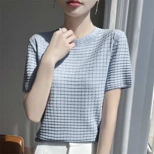2025夏季时尚百搭修身显瘦女士圆领简约短袖图片