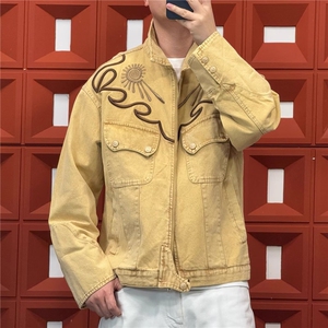 美式高街黄泥染牛仔外套女春秋季2025新款宽松设计感小众潮牌夹克图片