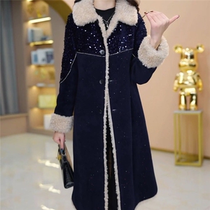 【大货已出】双面穿时尚雪尼尔绒加厚外套女新款显瘦减龄大衣图片