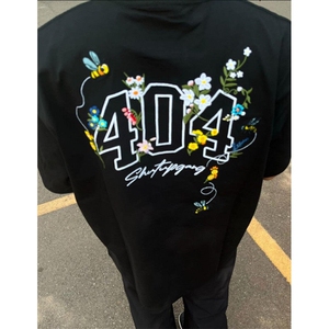 全幅蜜蜂花卉刺绣短袖T恤男女美式潮牌宽松凉感 TCX8150图片
