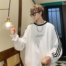 美式三杠条纹复圆领卫衣秋冬男女宽松长袖SW24621-P45控6850棉，男装卫衣，电商B370