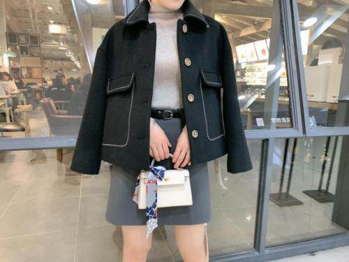 呢料短外套，女装短外套，AMSS 艾玛莎莎
