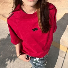重磅纯棉短袖T恤女夏季2025新款美式简约字母刺绣设计感情侣上衣，男装T恤，星座506A