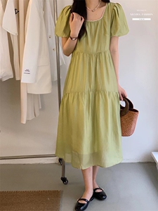法式泡泡袖连衣裙夏季设计感众温柔高级感初恋裙子图片