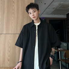 ！2025夏季新款男士冰丝短袖衬衫纯色垂感衬衣CS09特P25，男装衬衫，电商B220