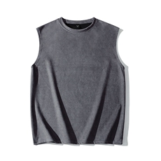 抖音得物直播高品质二开240克麂皮绒光版纯色背心无袖t恤特11.5，男装T恤，电商A486-1