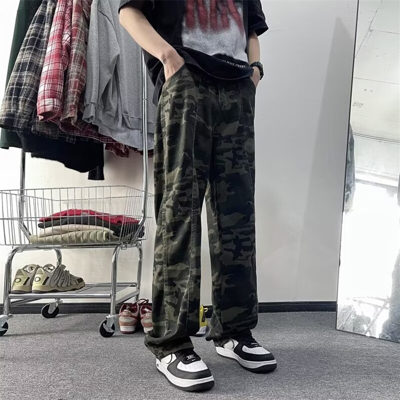 迷彩工装裤男款春季潮牌美式直筒休闲裤子潮流宽松阔腿裤1810P48,男装休闲裤,星座410-2