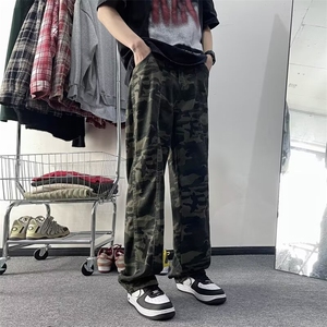 迷彩工装裤男款春季潮牌美式直筒休闲裤子潮流宽松阔腿裤1810 P48图片