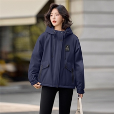 休闲连帽夹棉加厚冲锋衣外套女2025秋冬新款宽松百搭派克服薄棉服，女装棉衣/棉服，悦祺
