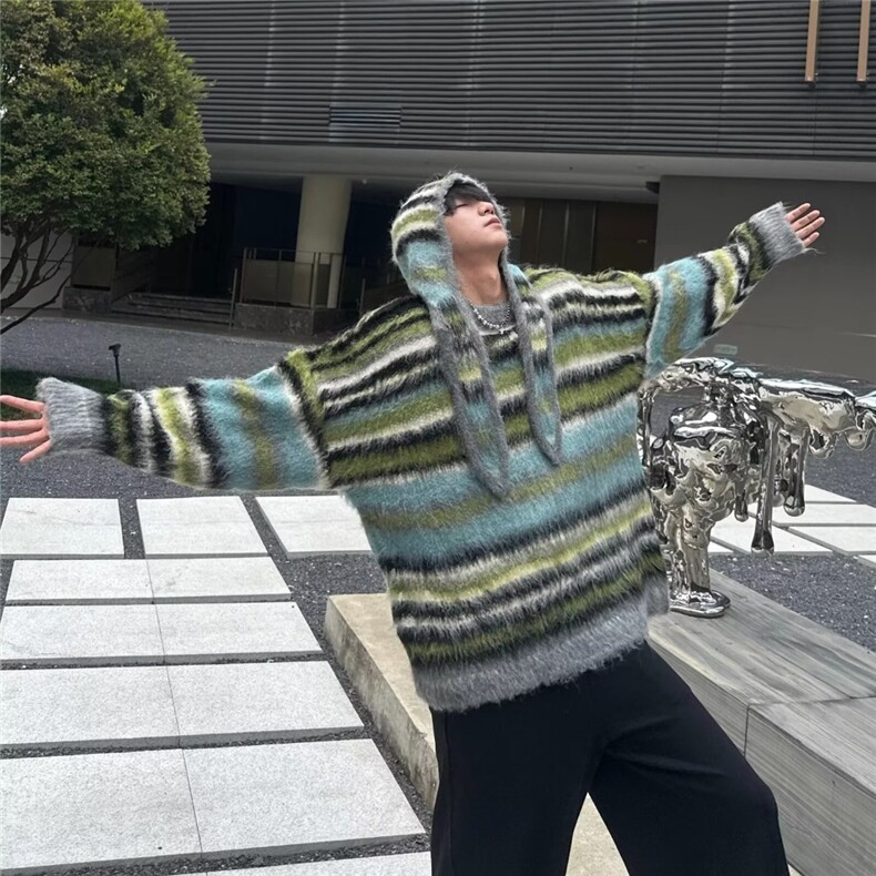 圆领毛衣加帽子男2025秋冬慵懒风减龄休闲针织衫网B126-P67,男装针织衫/毛衣,星座910-1