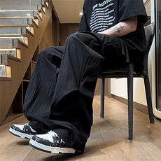 工装裤女2025夏季美式复古高腰直筒宽松阔腿速干运动休闲裤潮，男装休闲裤，电商A102