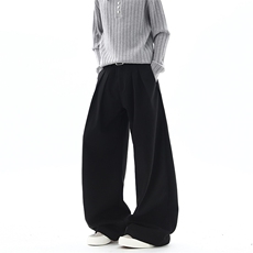 01设计感压褶西装休闲裤宽松慵懒直筒阔腿长裤XZ211-1-K2617-P55，男装西服套装，星座211-1