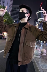 2025春秋季新款男士拼接翻领机车皮衣外套夹克A368-P8810-P118，男装夹克，电商A368