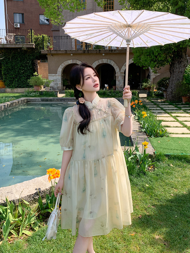 【现货】法式复古盘扣新中式连衣裙ZB285-1813-P120-K178,女装连衣裙,浙宝285（原212）