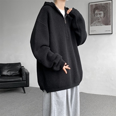 8XL-M毛衣男特大码宽松潮牌慵懒风痞帅连帽套头针织衫MY1509/P75，男装针织衫/毛衣，电商B238