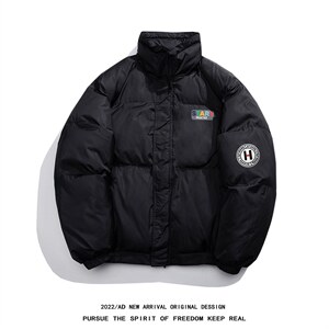 白底白鸭绒冬季ins潮字母加厚保暖立领羽绒服外套YR231P195控258图片