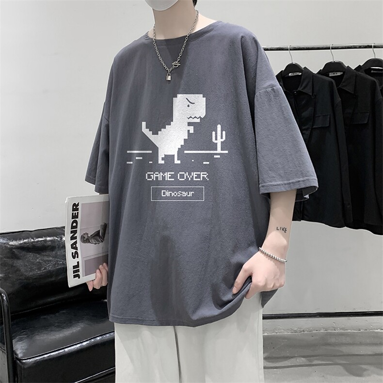 YT26315-P30亚麻短袖t恤男大码五分袖男宽松七分袖大皂风模特,男装T恤,电商A040