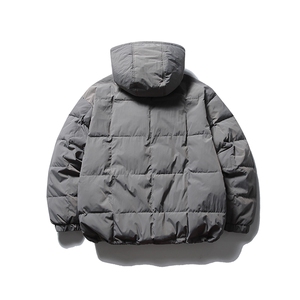 南夏乔装2025冬季新款辑格贴布装饰连帽棉衣日系复古拉链口袋棉服图片