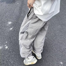 美式条纹速干伞兵裤男女夏季薄款潮牌阔腿直筒运动冲锋裤-K1771，男装休闲裤，星座601-2