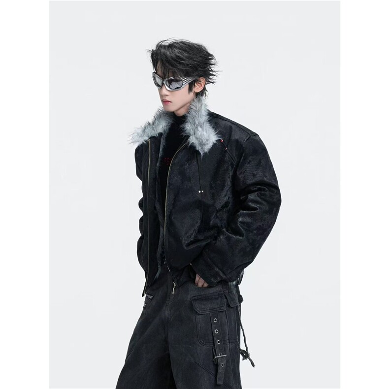 1506/QYRJM50460/P144重磅狼毛座山雕棉服外套图片