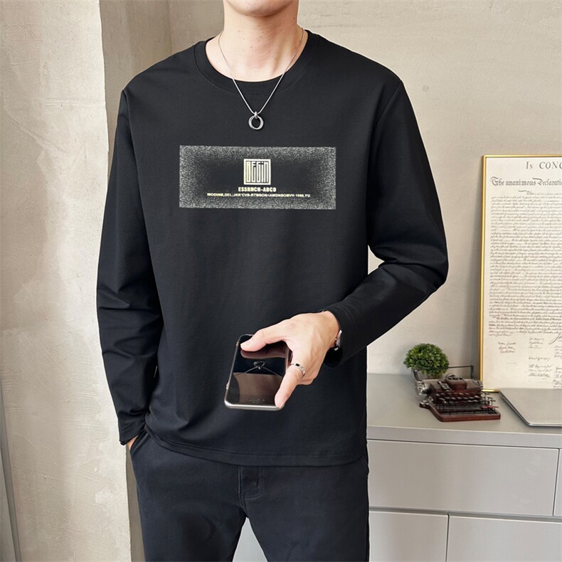 春秋新款纯色印花时尚圆领卫T潮流韩版休闲打底T恤T202-P45,男装T恤,电商A237
